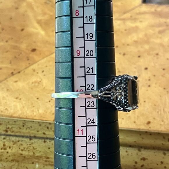 Natural Smoky Quartz Sterling Silver Solitaire Ring Size 10 - Picture 8 of 9